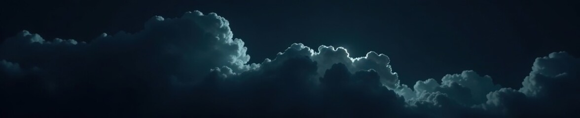 Dark and mysterious clouds illuminated against a black background,  gloomy,  ominous