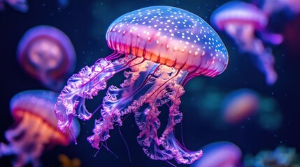 Obraz premium Fiery Jellyfish Swarm