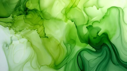 This video features a stunning abstract background in light green hues, characterized by beautiful smudges and stains formed using alcohol ink techniques, creating a captivating visual experience.