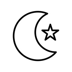 Moon line icon. Ramadan icon. Ramadan icon isolated on white background. Transparent background, minimalist symbol. Vector images