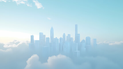 Naklejka premium Floating City in the Cloudscape