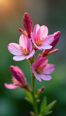 Closeup of delicate pink lungwort flowers blooming in spring,  blooming,  nature