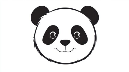 Cute Panda Face with Cartoon Animal, and Black White.