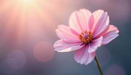 Fototapeta premium Delicate and fading abstract flower on soft gradient background, pastel, delicate