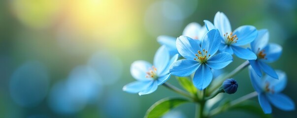 Delicate blue flowers in soft light with dreamy bokeh effect,  summer,  background