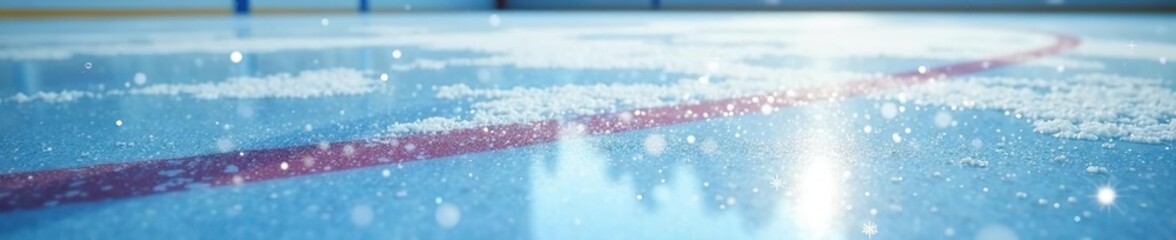 Close up of ice rink floor surface in winter time, perfect for ice hockey matches and training,  cold,  texture