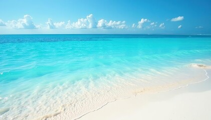 Obraz premium Crystal clear shallow sea with a pristine white sand background, serene, water