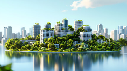 Obraz premium Sustainable Urban Island Cityscape
