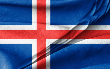 Fototapeta premium Textured Icelandic National Flag with Vibrant Colors Representing Culture and Identity