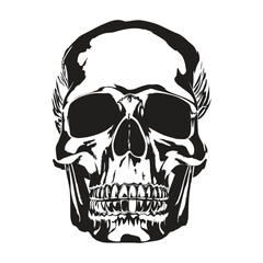 skull art white black