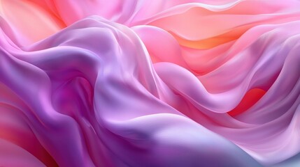 Fototapeta premium Swirling, textured fabric waves in blended purple, pink, and orange hues