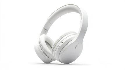  Sleek White Over Ear Headphones with Minimalist Design Isolated on White Background