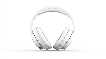  Sleek White Over Ear Headphones with Minimalist Design Isolated on White Background