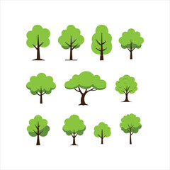 Set of Green Tree Icons