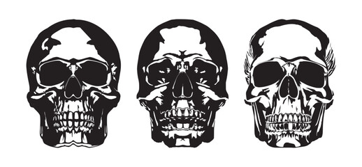 skull art white black