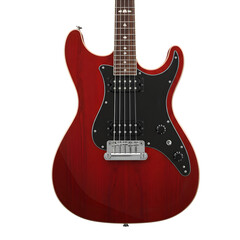 Fototapeta premium Modern Red Electric Guitar with Chrome Hardware - Isolated on Transparent Background