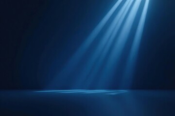 Fototapeta premium Elegant and luxurious blue light lines casting shadows on a dark grey background, modern, upscale