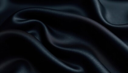 Obraz premium Elegant black silk fabric with shimmering texture perfect for luxury design projects, black, design