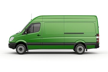 Detailed Visual  of Green Transport Van From Right Side View