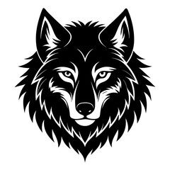 Black Wolf Head Silhouette Vector Illustration. Fierce and Wild Canine Design, Perfect for Logos, Tattoos, Stickers, Emblems, and Minimalist Wildlife Graphic Art on White Background