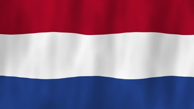 Netherlands flag country animation 3D symbol design waving in wind movement national patriotism world culture emblem banner republic Northwestern Europe red white blue stripes