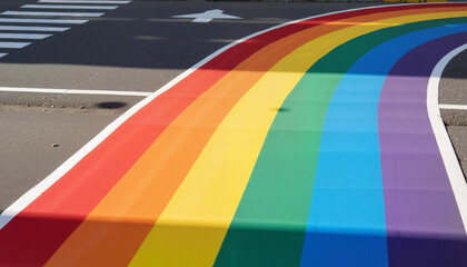 Rainbow Crosswalk with vibrant colors creating a cheerful street scene  