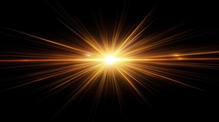 Obraz premium Golden Burst Light Explosion on Black, Rays , Sparkle
