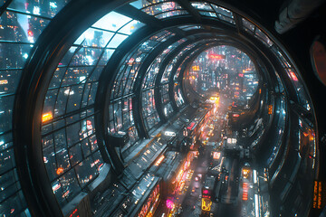  sci-fi city under a massive dome