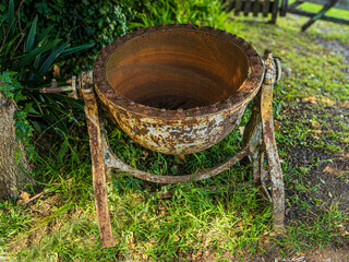 Vintage Rusty Milk Kettle Outdoors