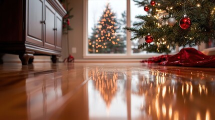 Christmas Tree Through Window, Reflected