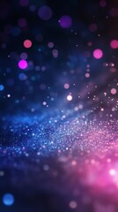 Obraz premium A futuristic gradient background shifting between deep blues and radiant purples, highlighted by scattered glowing bokeh particles to evoke a sense of mystery and wonder.