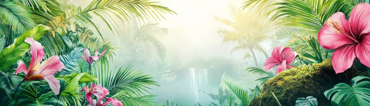 Misty rainforest valley waterfall exploration lush tropical jungle gigapixel nature photography serene atmosphere