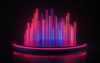 Neon equalizer display on a pedestal