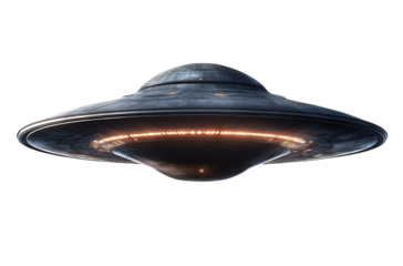 UFO flying saucer with transparent background, PNG file of alien spacecraft