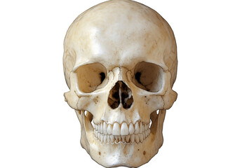 Obraz premium Human skull isolated on a transparent background, in white color, PNG