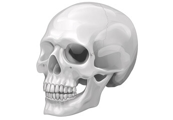 Fototapeta premium Human skull isolated on a transparent background, in white color, PNG