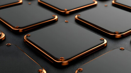 Abstract high-tech digital technology background made of particles and metallic plates.