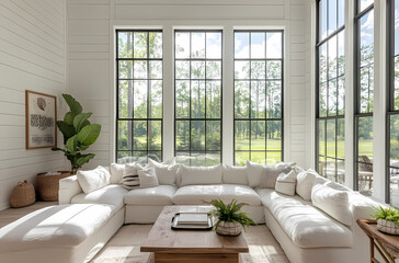 Modern Farmhouse Living Room with Large Windows