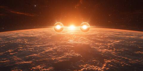 Obraz premium exoplanet with twin stars