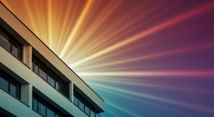 Fototapeta premium Radiant Sunrise Bathes Modern Building. AI Generated