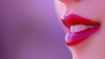 Close-up Smile with Red Lips