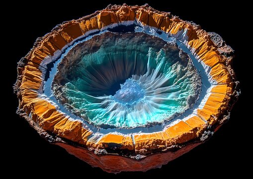 Cross section geological abstract representation showing layers of color and depth