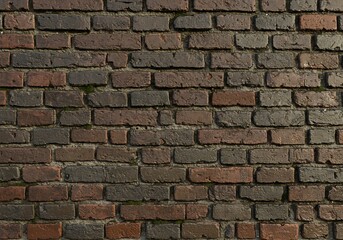 Fototapeta premium Rustic Dark Brown Brick Wall Texture. AI Generated