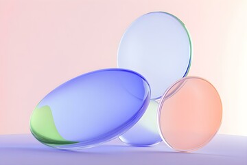 Minimalist Elegance: Round Glass Shapes with Gradient Glassmorphism Composition for Modern Visual Appeal