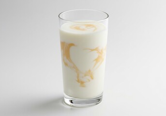 Swirling honey forms heart in creamy milk glass. AI Generated