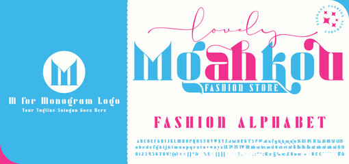  Lovely Mgahkou, Fashion, Serif, Stylish Display Bold Font alphabet