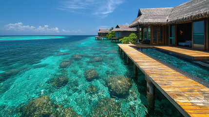 Obraz premium Luxury Overwater Villa in the Maldives with Infinity Pool