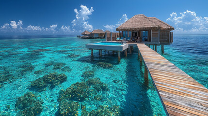 Fototapeta premium Luxury Overwater Villa in the Maldives with Infinity Pool