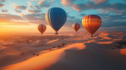 Stunning Sunset Hot Air Balloon Ride over Desert Dunescape Adventure Travel
