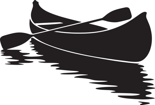 Silhouette of a canoe from a side view, on an isolated white background. vector illustration